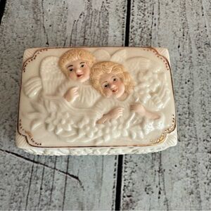 Angel Motif Cream and Gold Decorative Box